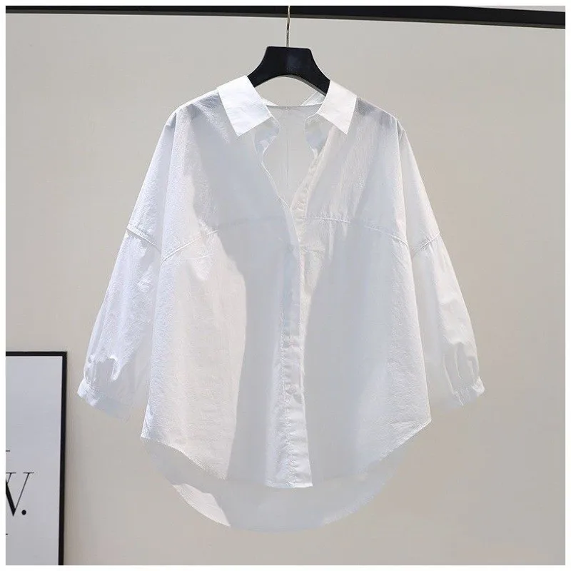 

Women's Pure Color Cotton irt Fre Light Cleanfit Sle Collar Thin Five Sve Length Durable ape Retention
