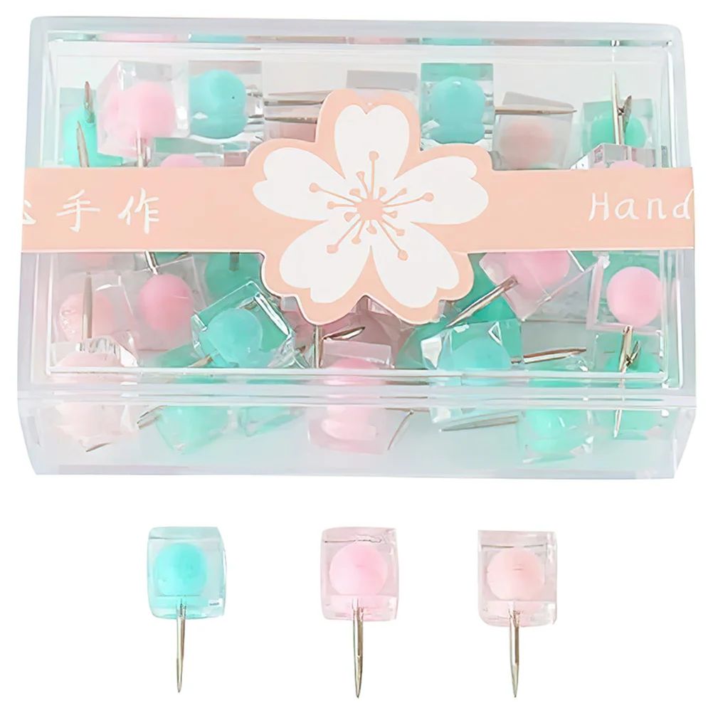 

40pcs Color Thumbtack Square Head Push Pin Decorative Map Tack Poster Photo Hangers Wall Tacks Household Thumb Tacks Multi