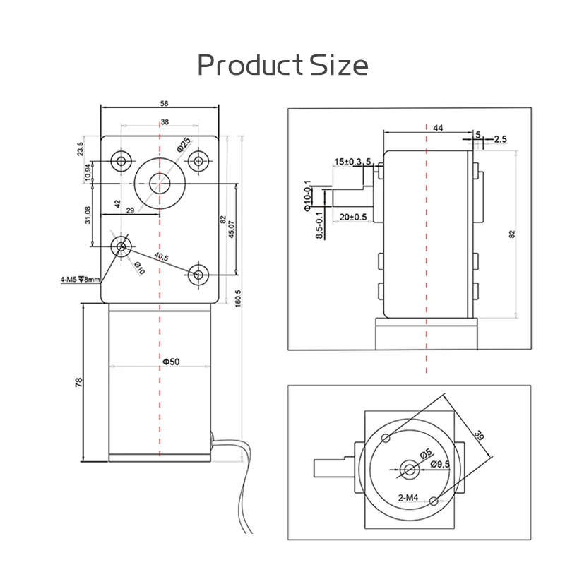 Imagem -02 - Turbo Worm dc Gear Motor Alto Torque Baixa Velocidade Motor dc Escovado Dianteiro e Reverso 12v 24v 15 Rpm440rpm 588250zy