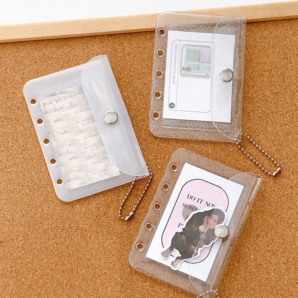 INS M5 Binder Card Holder Glitter Transparent Photocard Holder PVC Clear Snapped Storage Bag for ID Bus Credit Card Case Cover