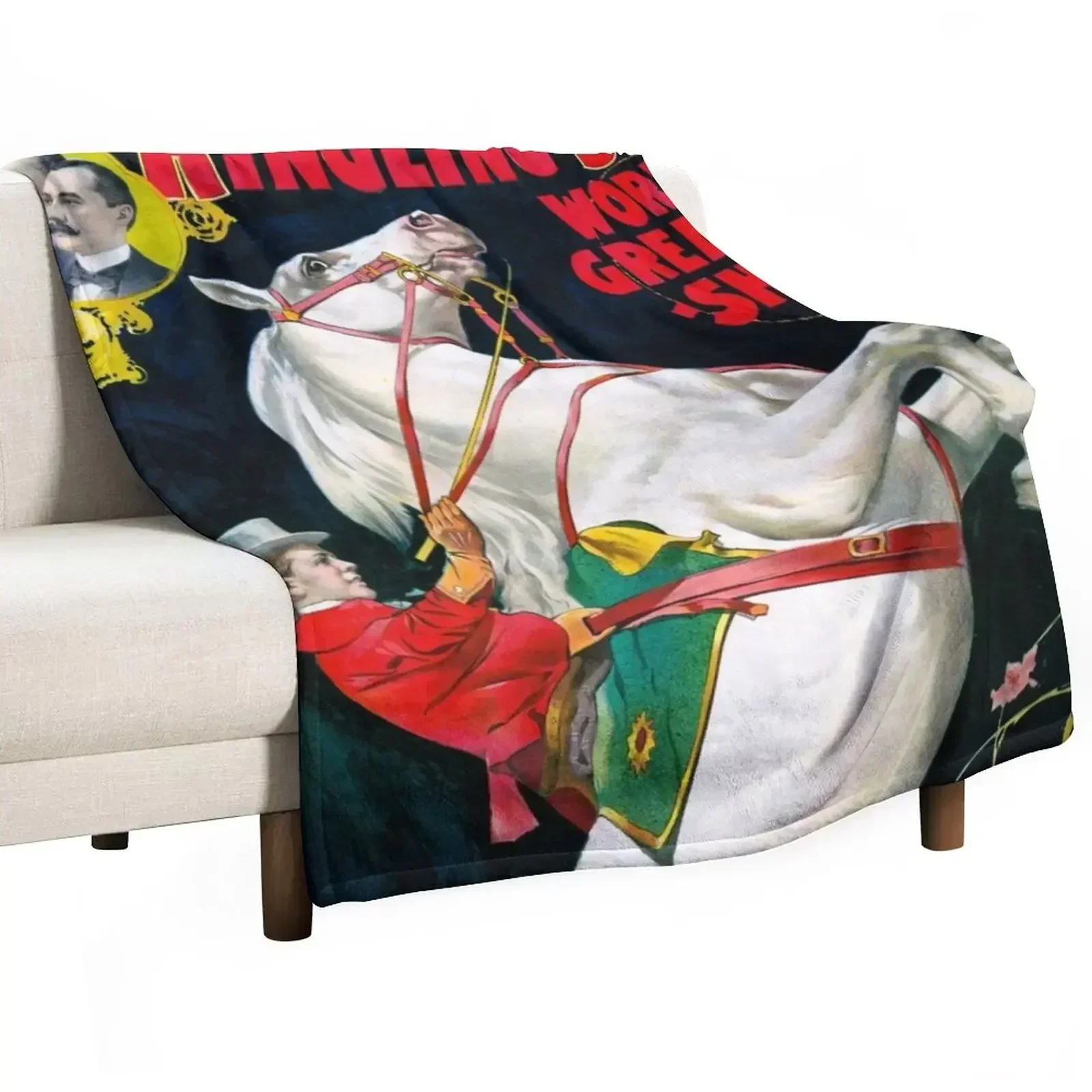USA Circus Vintage Advertising Poster Restored Throw Blanket All Season Lightweight Soft Blanket for Bed