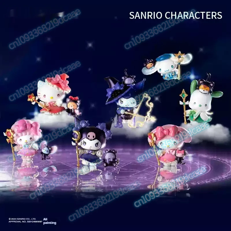 

Sanrio Family Starry Night Party Magician Blind Box Hello Kitty Handmade Desktop Ornament Cartoon Anime Girl Gift Mystery Box