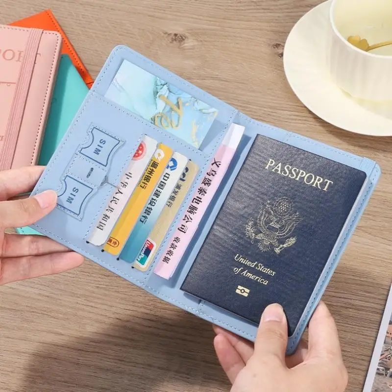 

Cute Waterproof PU Leather Passport Cover Portable Travel Wallet With Card Slots Lightweight Passport Case For Men Women Trip Us