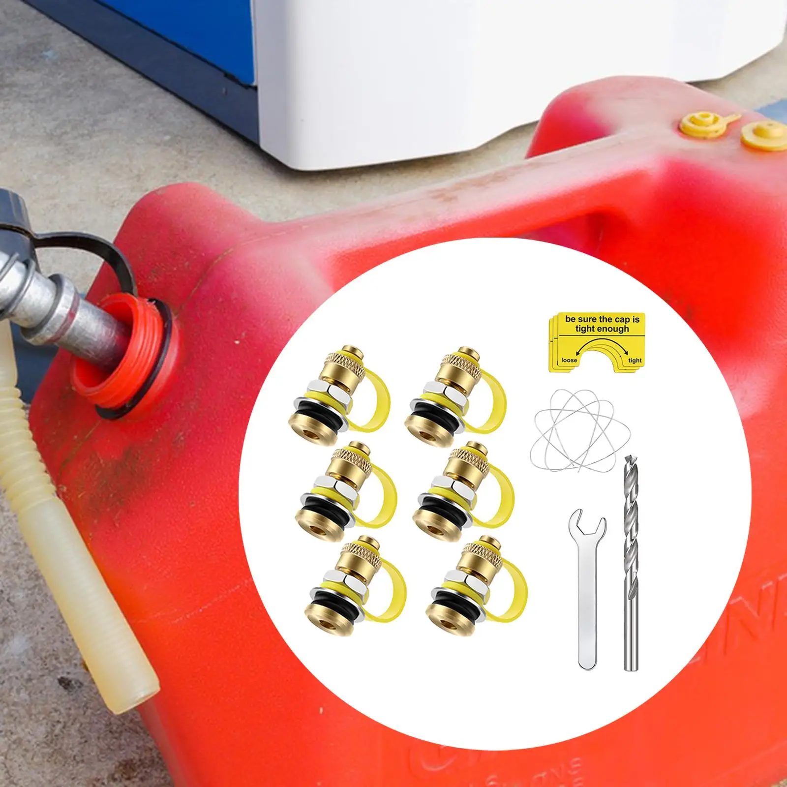 

6 Pieces Fuel Can Vents Caps Replace Part Allow Faster Flow Enhances Flow Rubber Sealing Rings Leakproof Brass 5 Gallon Gas Can