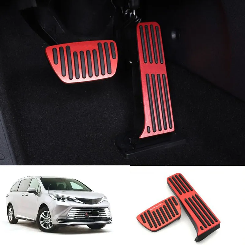 

For Toyota Sienna 2021 2022 Car Brake Accelerator Pedal Cover Aluminum Alloy Anti-skid Auto Clutch Pedal