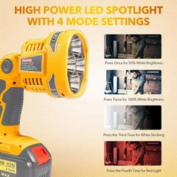 3W/12W 18V LED Lamp Flashlight For Dewalt DCB140 DCB200(NO Battery,NO Charger)Lithium Battery USB Outdoor Tools Work Light