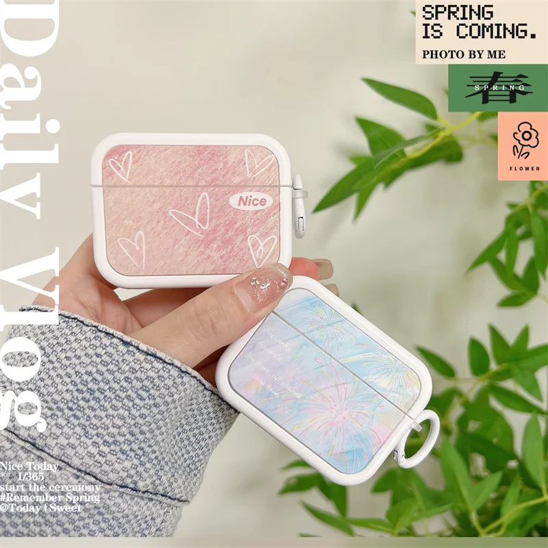 Etui na słuchawki Cute Love Fireworks do słuchawek Airpods 3 2 1 Pro z okrągłym pierścieniem Silikonowe etui do ładowania słuchawek Airpods 2