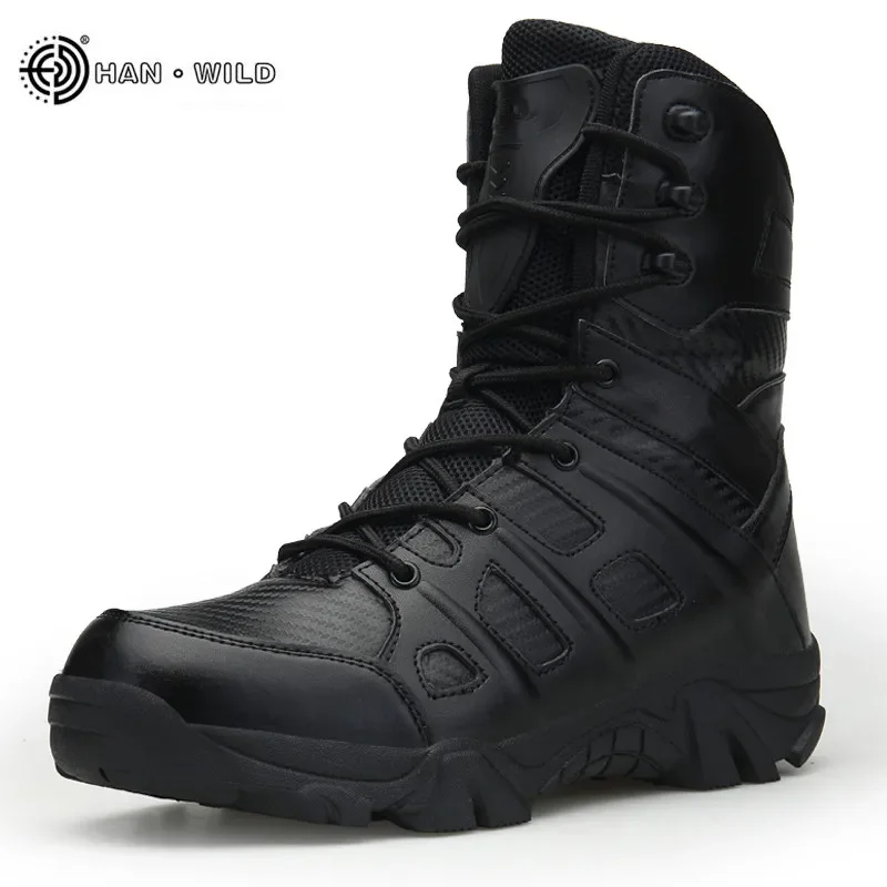 Men Tactical Boots Winter Leather Waterproof Desert Combat Work Shoes Mens Ankle Boot Man Plus Size