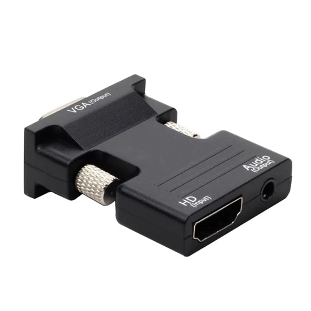 Kompatybilny z HDMI żeński konwerter męski 3.5mm Adapter przewodu Audio 1080P FHD wyjście wideo dla laptopa TV Monitor projektora