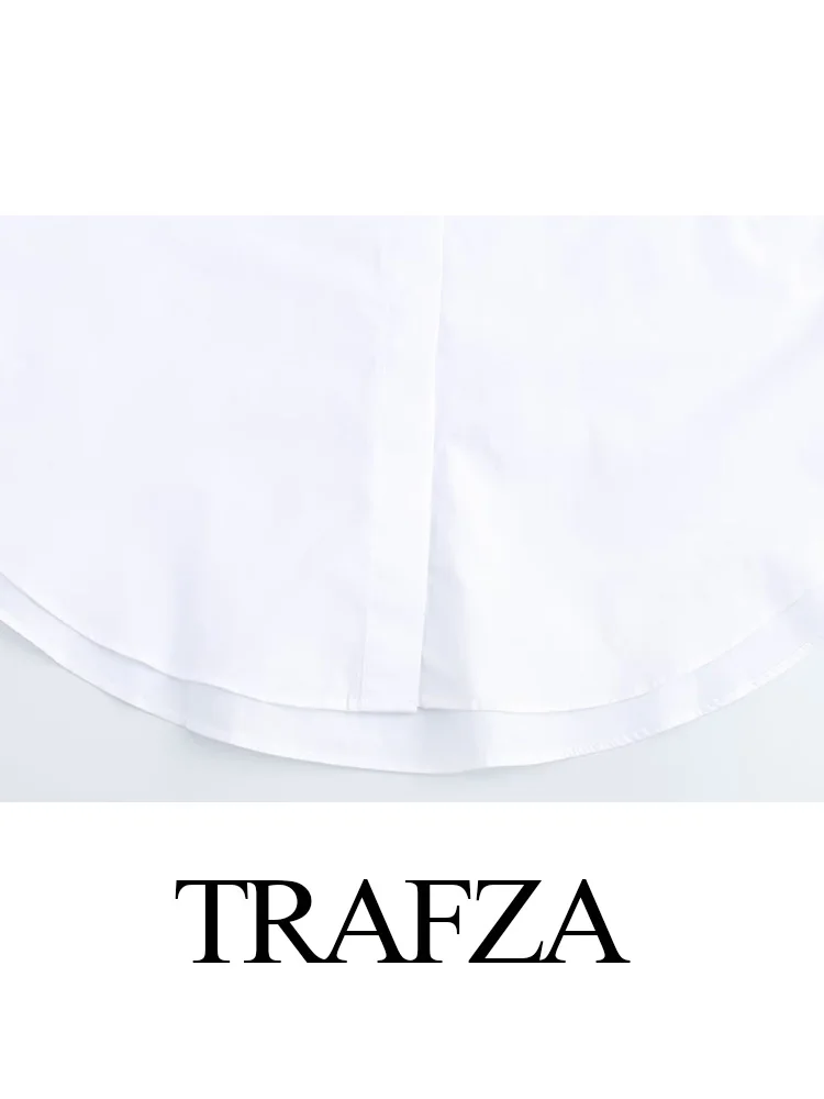 TRAFZA Woman Spring Gold Button Decoration Single-breasted Shirts Top Women Elegant Solid Turn-down Collar Long Sleeves Blouse