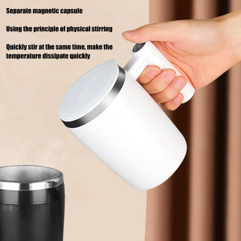 380ml USB Charging Self Stirring Mug Automatic Stainless Steel Coffee Mixing Cup Magnetic Stirring Smart Cup Office And Home Use