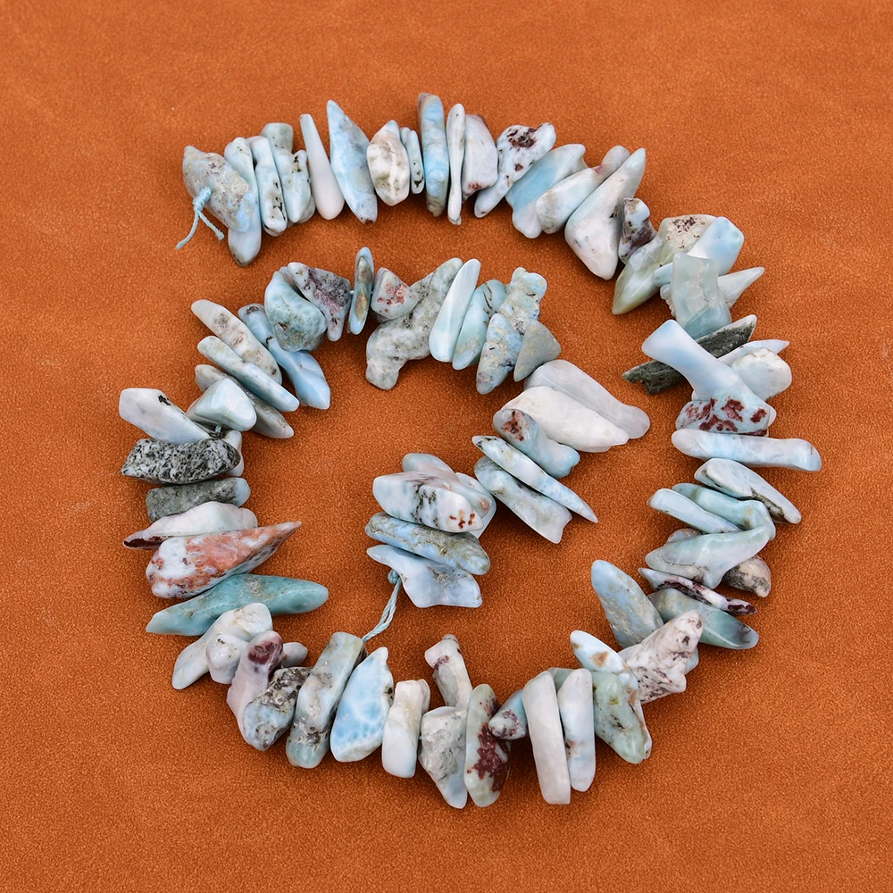 

APDGG Natural Blue Larimar Stone Top-Drilled Freeform Beads Gems Dog teeth Beads Strand 15.5'' Accessories Jewelry Findings DIY