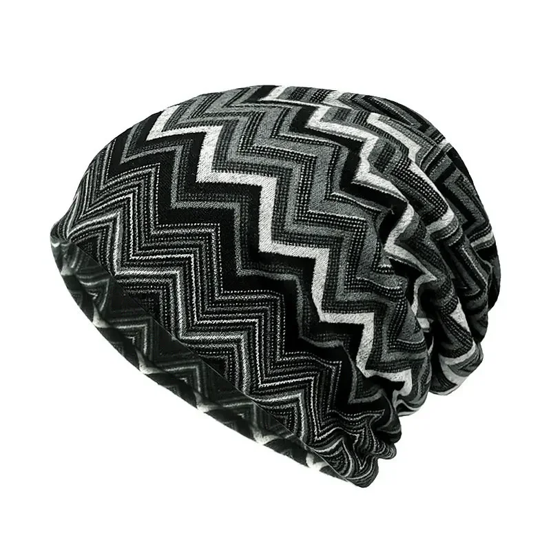 Spring and Autumn Cotton Print Thicken Knitted Hat Warm Skullies Cap Beanie Hat For Men and Women 170