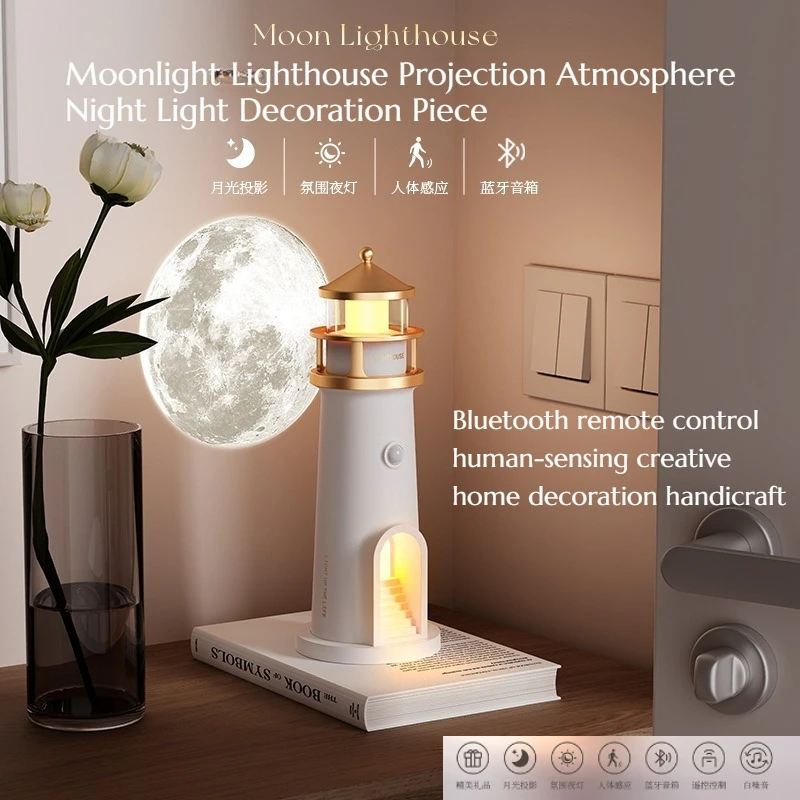 

Moonlight Lighthouse Creative Home Decorative Craftwork Atmosphere Night Lamp Settable Item Remote Control Human Body Sensing