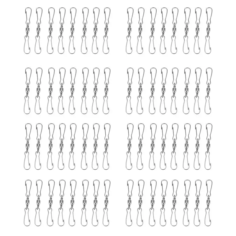 DT19-32 Pack Spinning Double Clip Swivel Hooks For Wind Spinners, Windsock, Bird Feeders, Wind Chimes Crystal Twisters Party