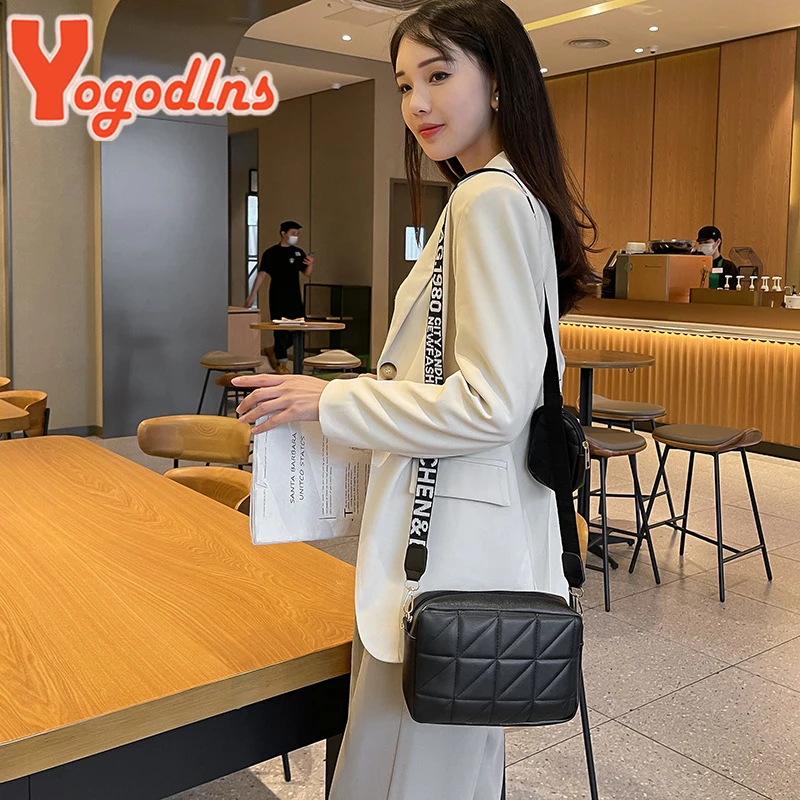 Yogodlns Brand Crossbody Bags Luxury Handbag For Women 2 Pc/Set PU Leather Plaid Quilted Shoulder Messenger Bag Bolso Mujer