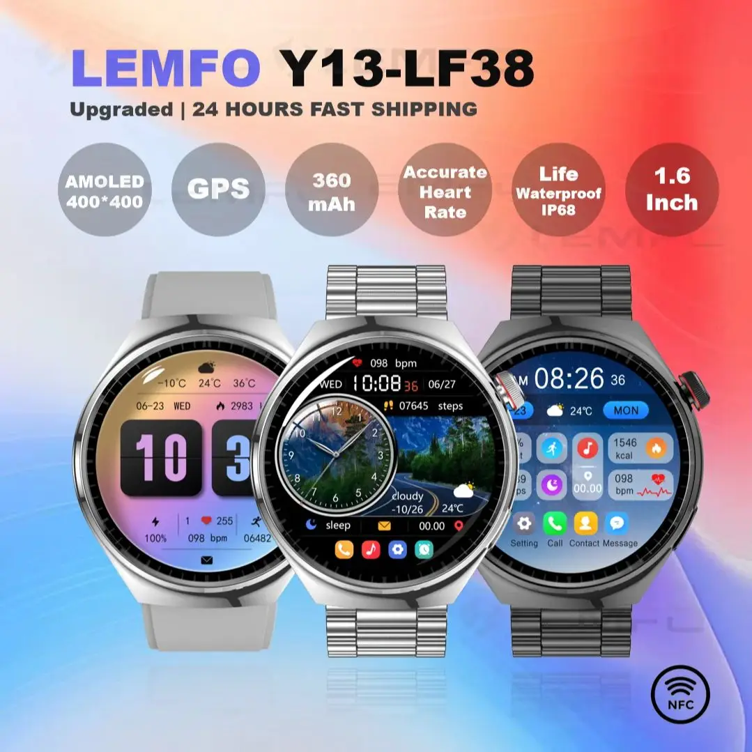 Upgraded Y13-LF38 Smart Watch Men Compass NFC Multifunction Message Remind Waterproof Sport Step Alarm Clock Music Smartwatch