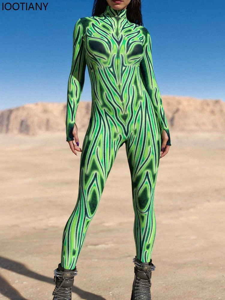 بدلة كوسبلاي للهالوين بيثون التأثيرية بدلة قطعة واحدة مطبوعة على شكل هيكل عظمي ملون بدلة زنتاي لحفلات الكرنفال بدلة اليوغا الجوية Monos Mu