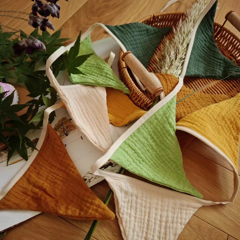INS Nordic Cotton Banner Triangle Flags Wall Hanging Garland String Kids Room Decoration Ornaments Baby Shower Party Decor Props