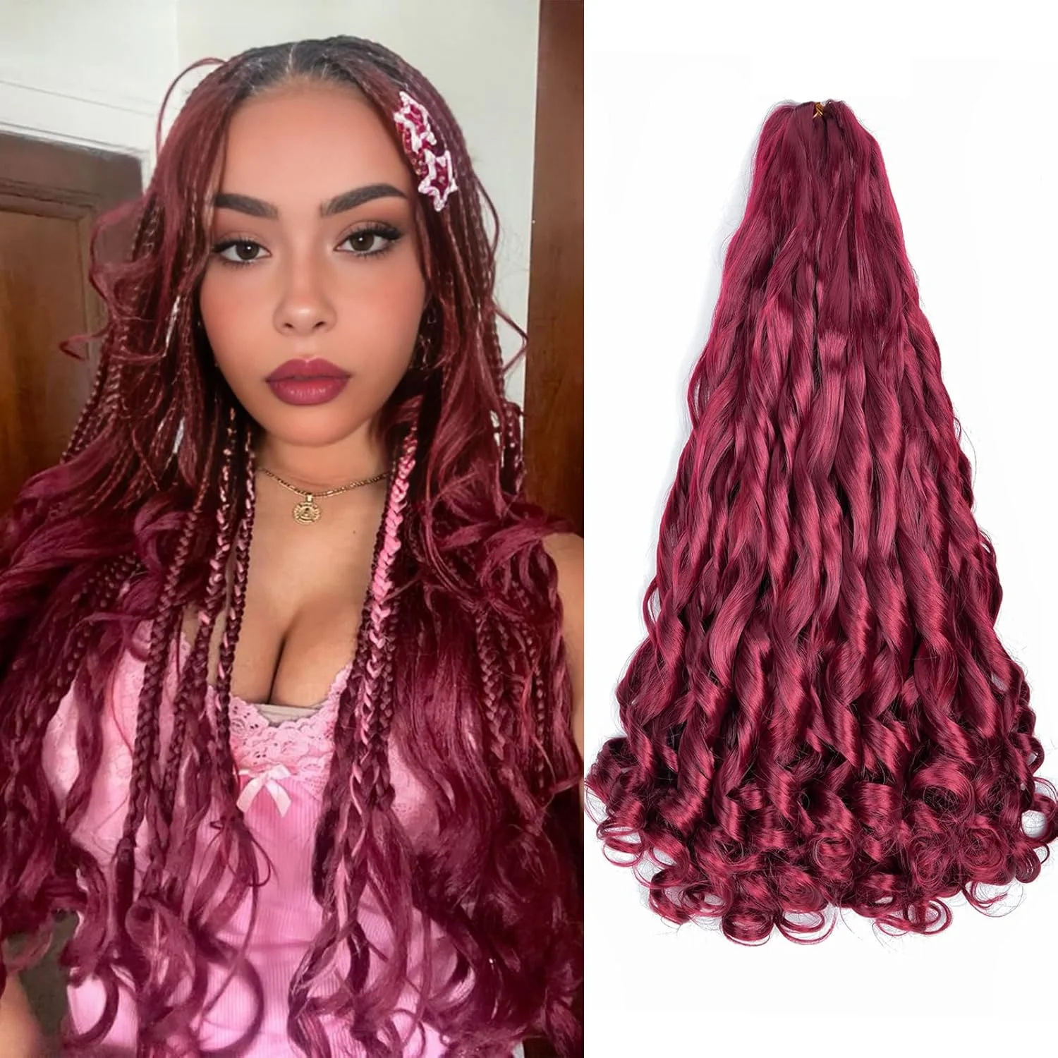 Synthetic Loose Wave Braiding Hair Extensions Spiral Curls Crochet Hair Pre Stretched French Curls Ombre Braids Hair For Women