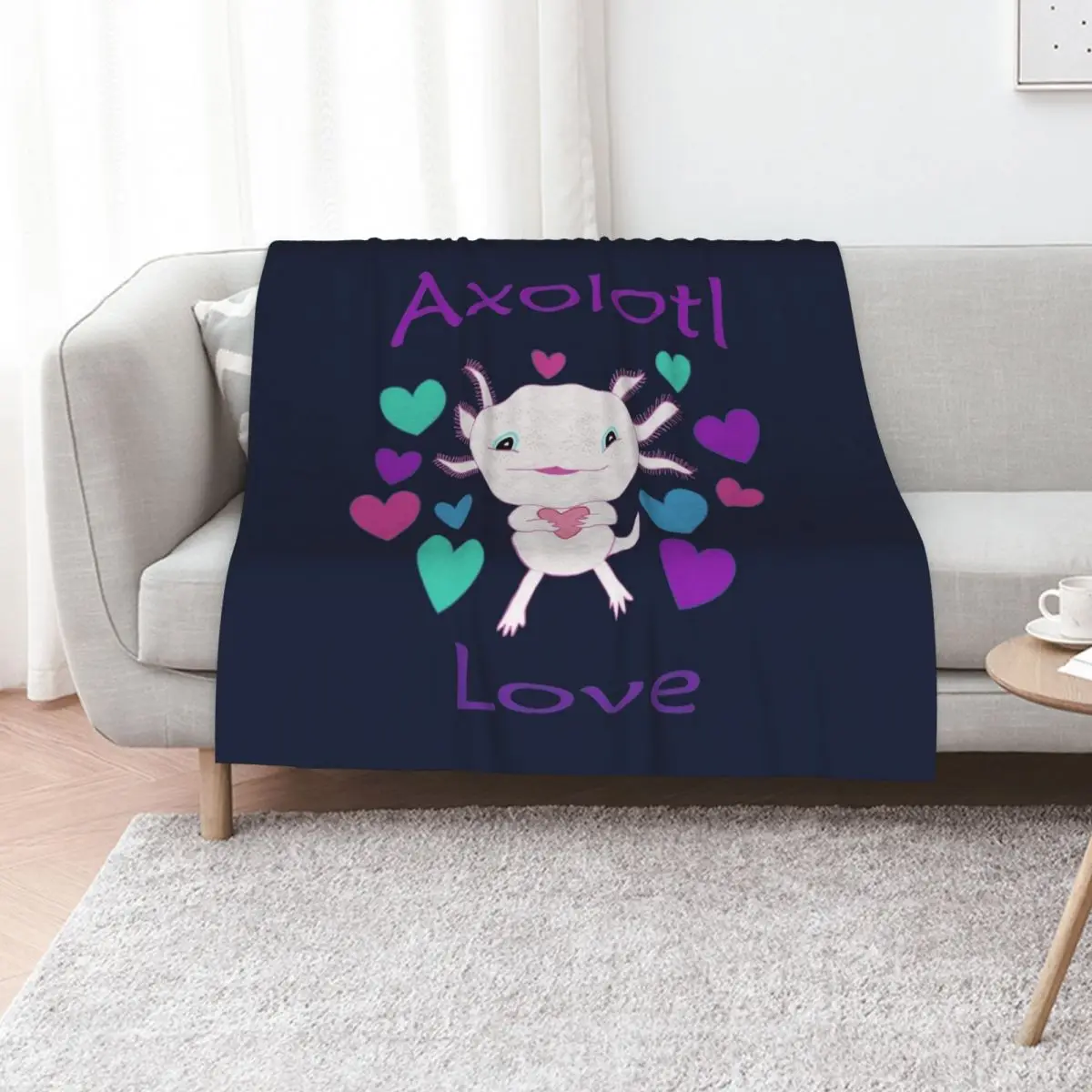 Axolotl, Axolotl Dark Blue Background, Axolotl Love, Adorable Axolotl, Cute Axolotl, Adorable Salamander, Cute Sal Throw Blanket