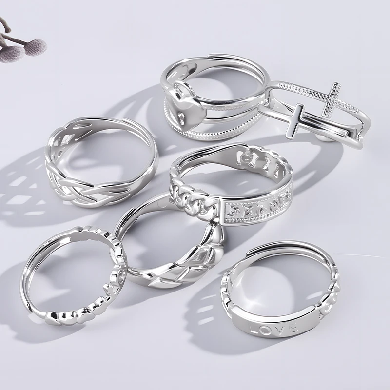 Stainless Steel 304  Heart Paperclip Adjustable Ring for Women Girls Party Gift Couple Jewelry No Fade - view 3