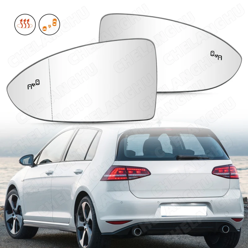 

Front Door Side Heat Mirror Glass Rear view With BSD For VW Golf 7 7.5 2013 2014 2015 2016 2017 2018 2019 2020 European Version