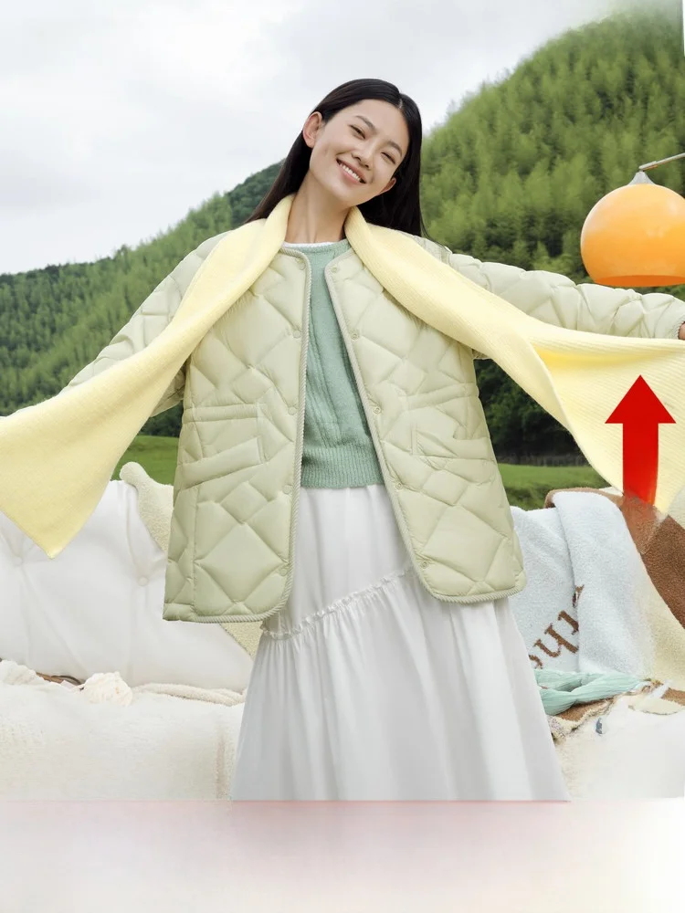 

Snow Flng Spring 2026 Women's Lightweight Warmth-Insulating round Ne down Jaet Convenient Soft High-End Zero Prure F...