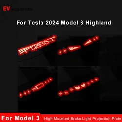 For Tesla 2024 Model 3 Highland Car High Mounted Brake Lamp Carbon Car Brake Projection Board Soft Decal Top Tail Light Stickers