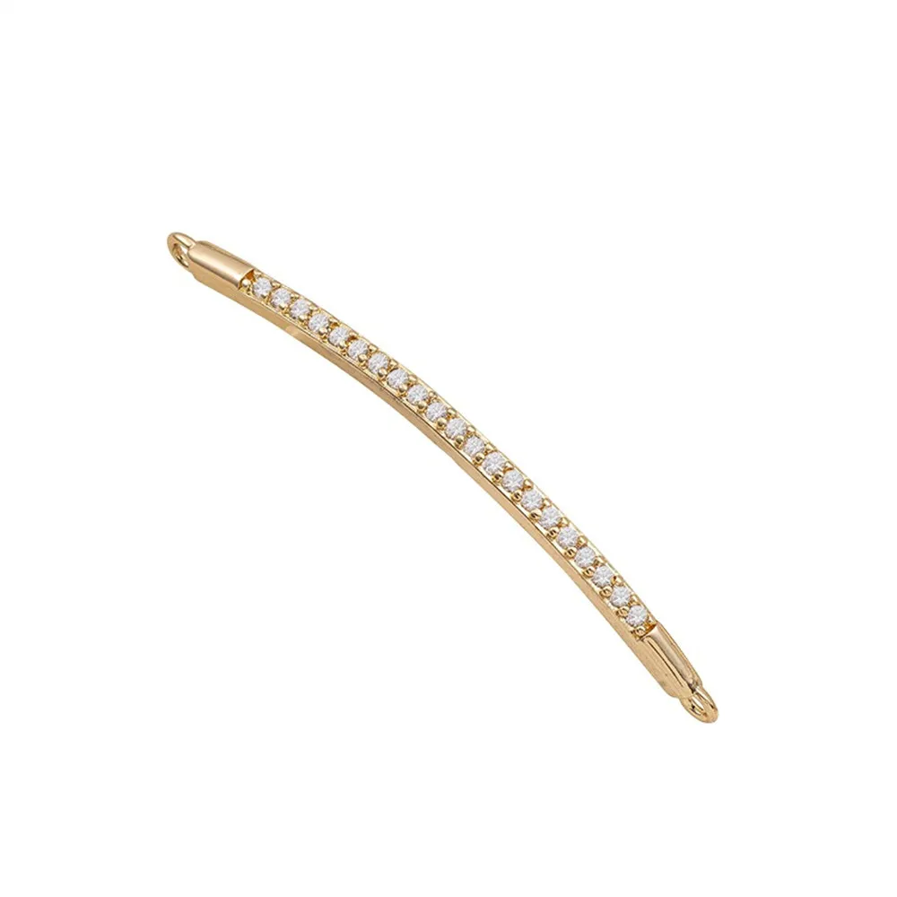 

Diy Bracelet String Accessories Zircon 14K Gold-plated Double-hole Curved Tube Rod Shaped Hand Row Double-hanging Connection Pie