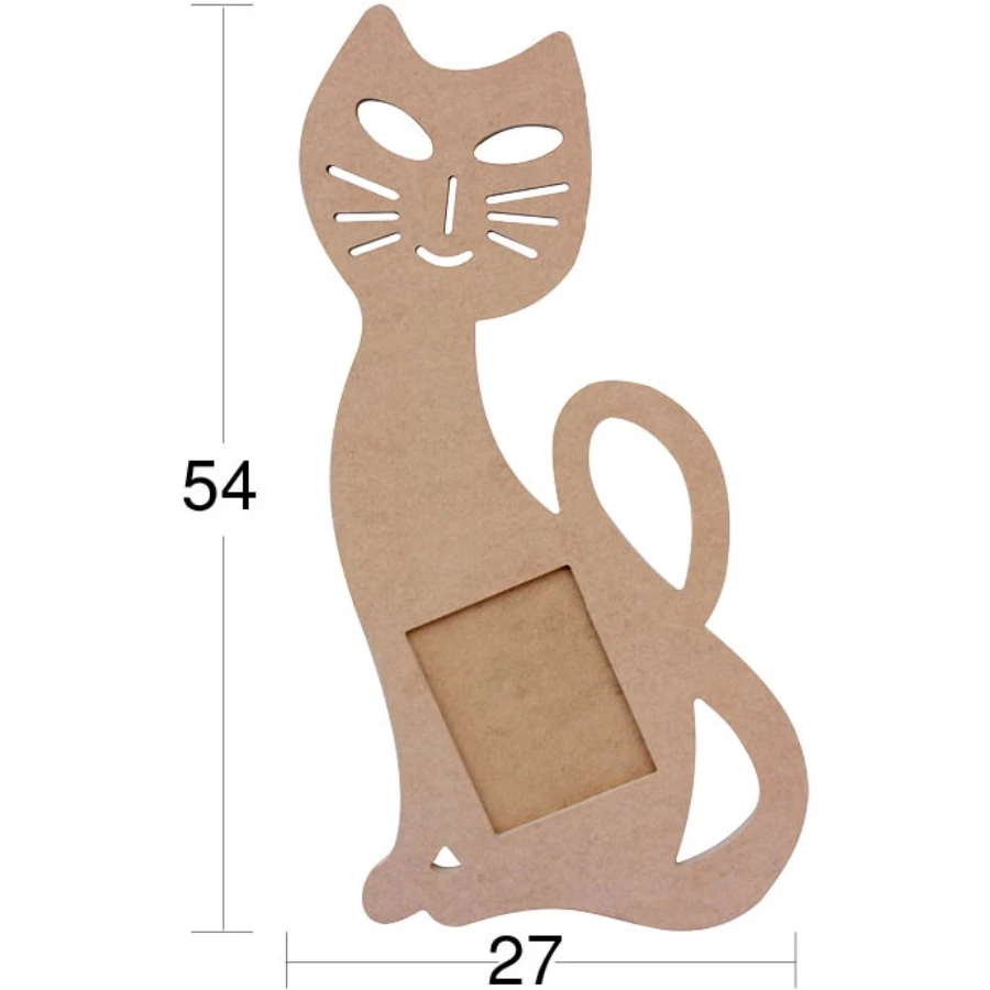 ÇER149 Cat Frame Right, Unpainted Mdf Picture Frame