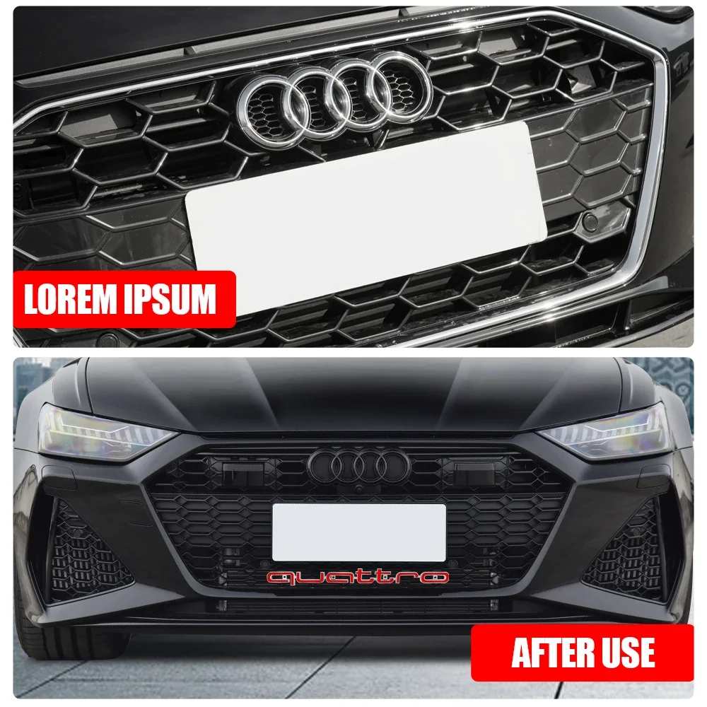 3D ABS Car Front Grille Emblem Auto Head Hood Quattro Badge Decoration Accessories For Audi S A3 A4 B8 8P 8V A6 C7 A5 Q5 B7 B6