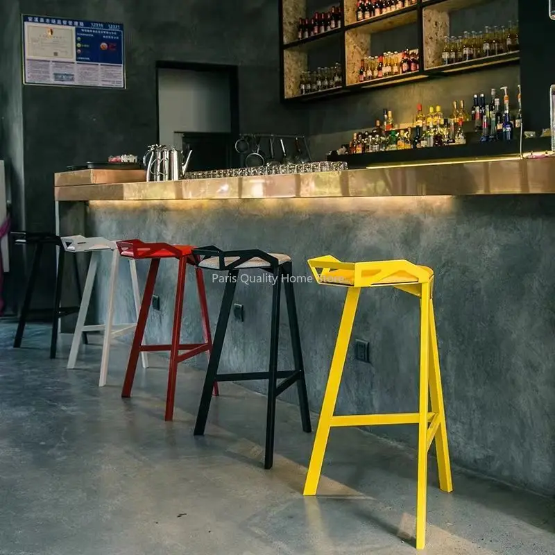 Bar Chair Modern Simple Household Bar Stool Industrial Style Iron Art Outdoor Chair Creative Bar Chair Milk Tea Shop Stool