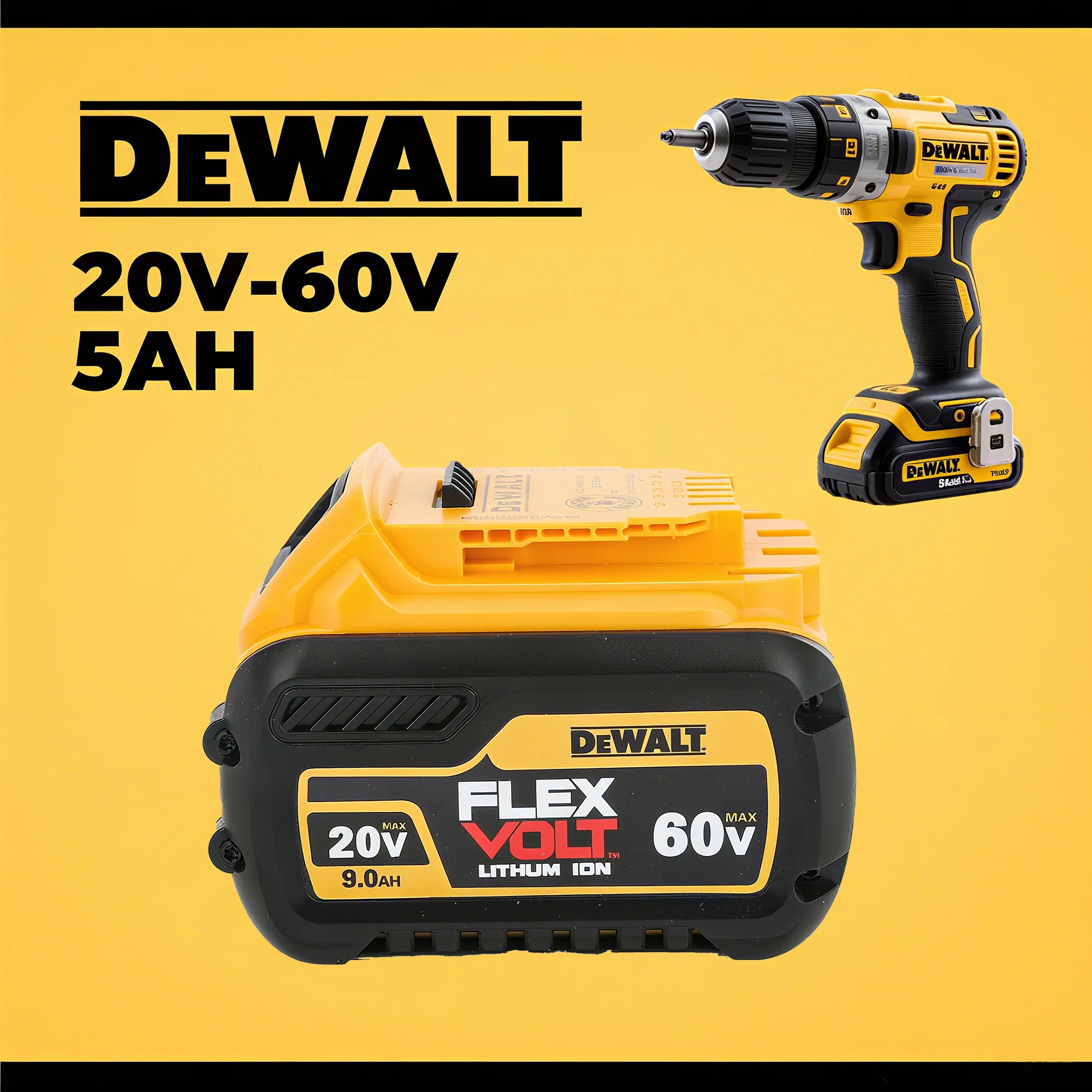 100% originální baterie DEWALT 20V, elektrické nářadí Dewalt DCB606, DCB205, DCB206, DCBGene, DCB200 MAX, 20V, 60V, 6AH, 9AH, originální DeWalt - náhled 6