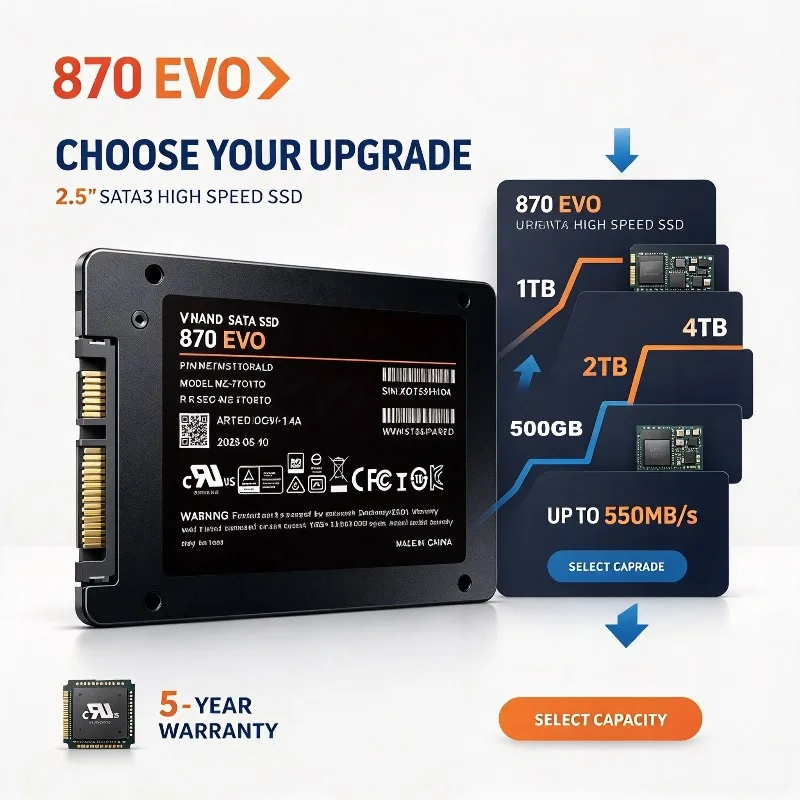 SATA3 SSD 870 EVO 2.5 Inch Internal Solid State Drive 1TB 2TB 4TB Hard Disk Solid State Drive for Laptop Desktop 2026 Fast SSDs