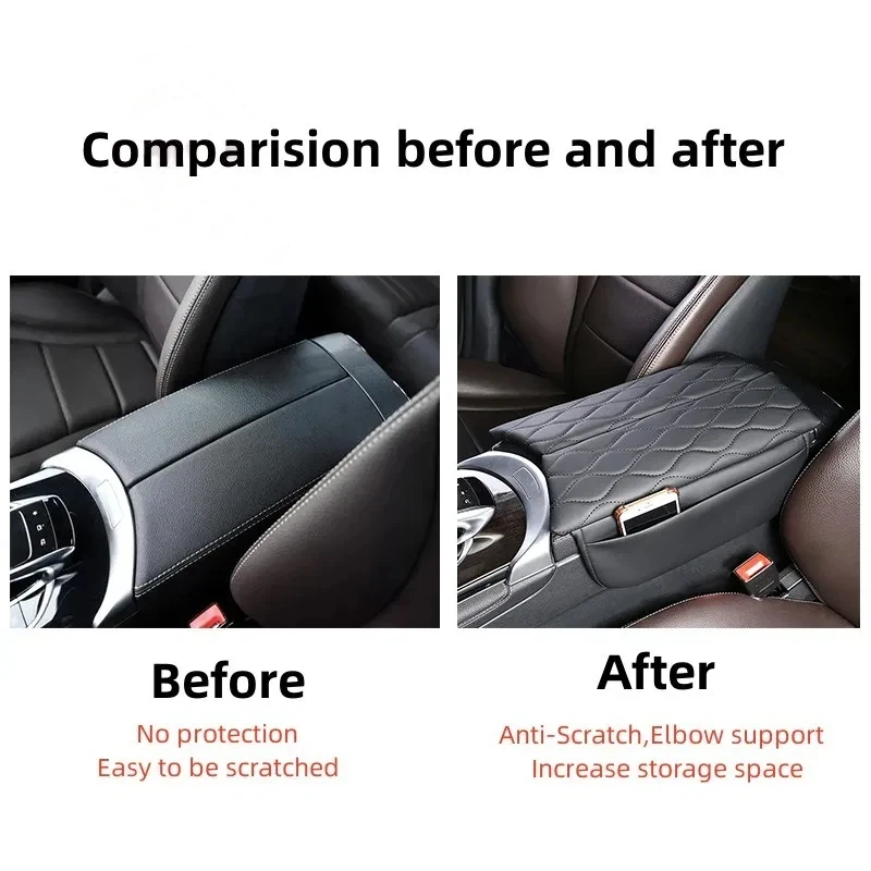 Car Armrest Cover Pad For Mercedes Benz GLC X253 2016-2022 EQC 2020-2022 Leather Anti-Scratch Center Console Cover Cushion