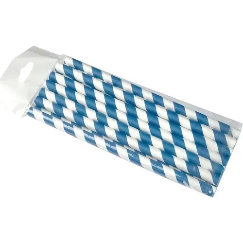 1001 paper Straws 6 mm Diameter 19,5 cm Size 25 Pack Blue White