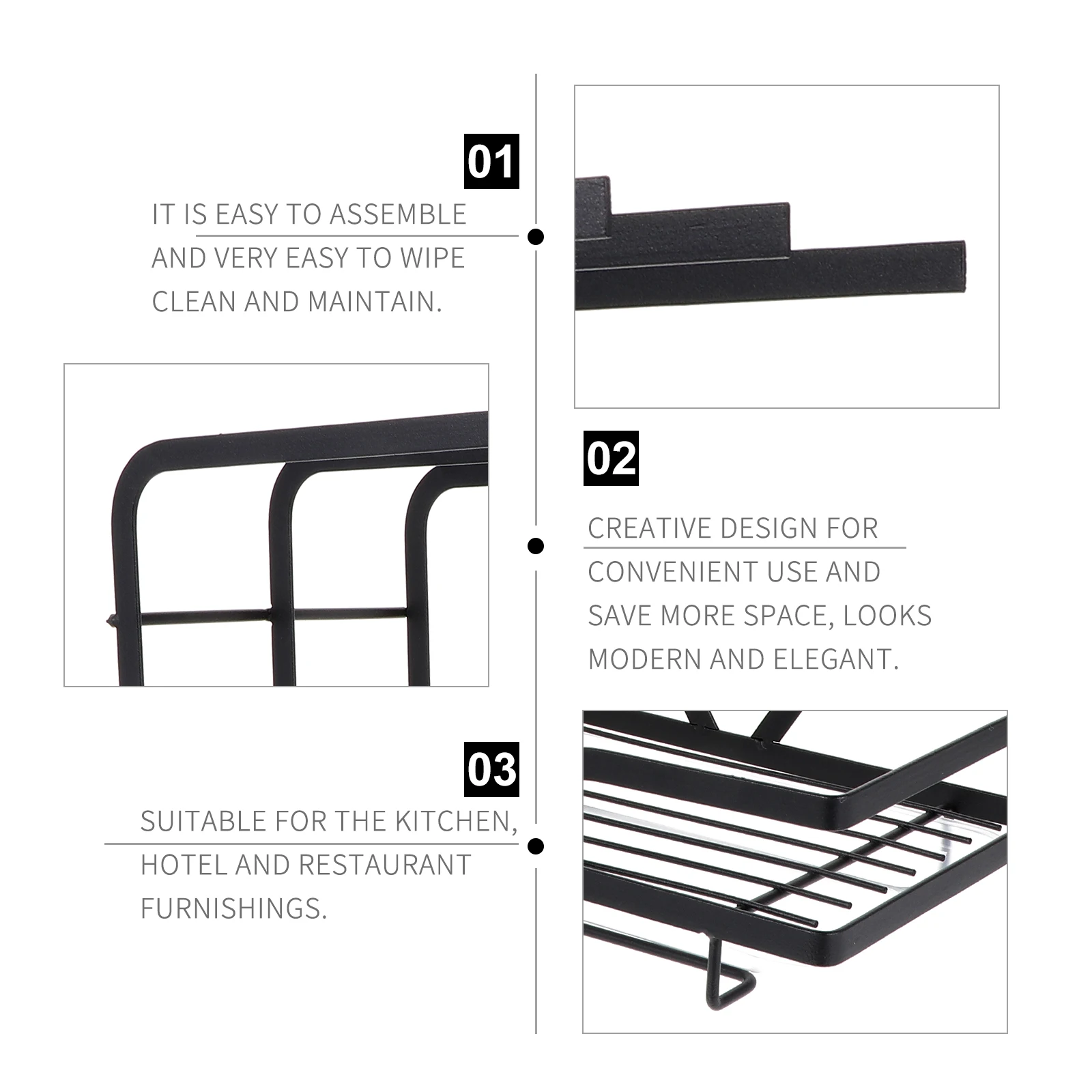 

1pc Creative Wall-Mounted Drill-Free Storage Rack Kitchen Space-Saving Lightweight Metal Cloth Holder Sponge Soap for Hotel