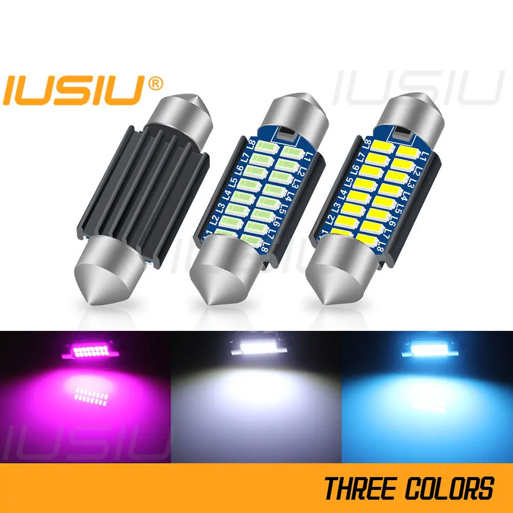 IUSIU 2PCS 28mm 31mm Festoon Led Bulb SV8.5 C5W C10W 36mm 39mm 41mm 31 mm Door Car Interior Dome License Plate Signal Lamp Light