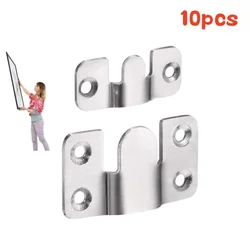 10PCS Stainless Steel Heavy Duty Picture Frame Hook Wall Hanger Sofa Interlock Bracket Joint Bed Corner Hanging Hooks Hardware