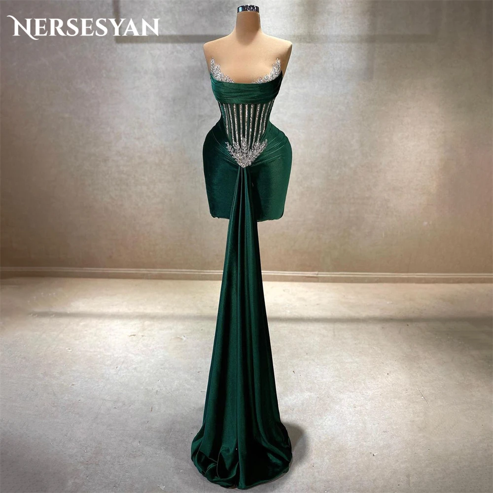 Nersesyan Darkslategray Glitter Cocktail Party Gowns Mini Sparkly Off Shoulder Evening Dresses Backless Beadings Prom Dress 2024