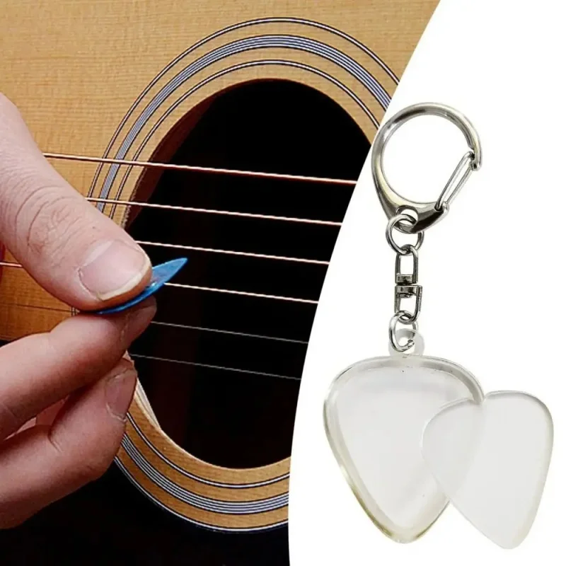 Heart Shaped Acrylic Guitar Pick Holder Clear Plectrum Storage Box With Keyring Portable Guitar Pick Organizer For Guitar Player