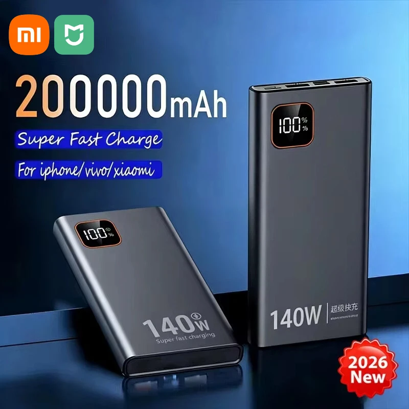 Mijia 200000mAh Power Bank 140W Ultra Large Capacity Super Fast Charging Portable Power Digital Display External Battery 2026