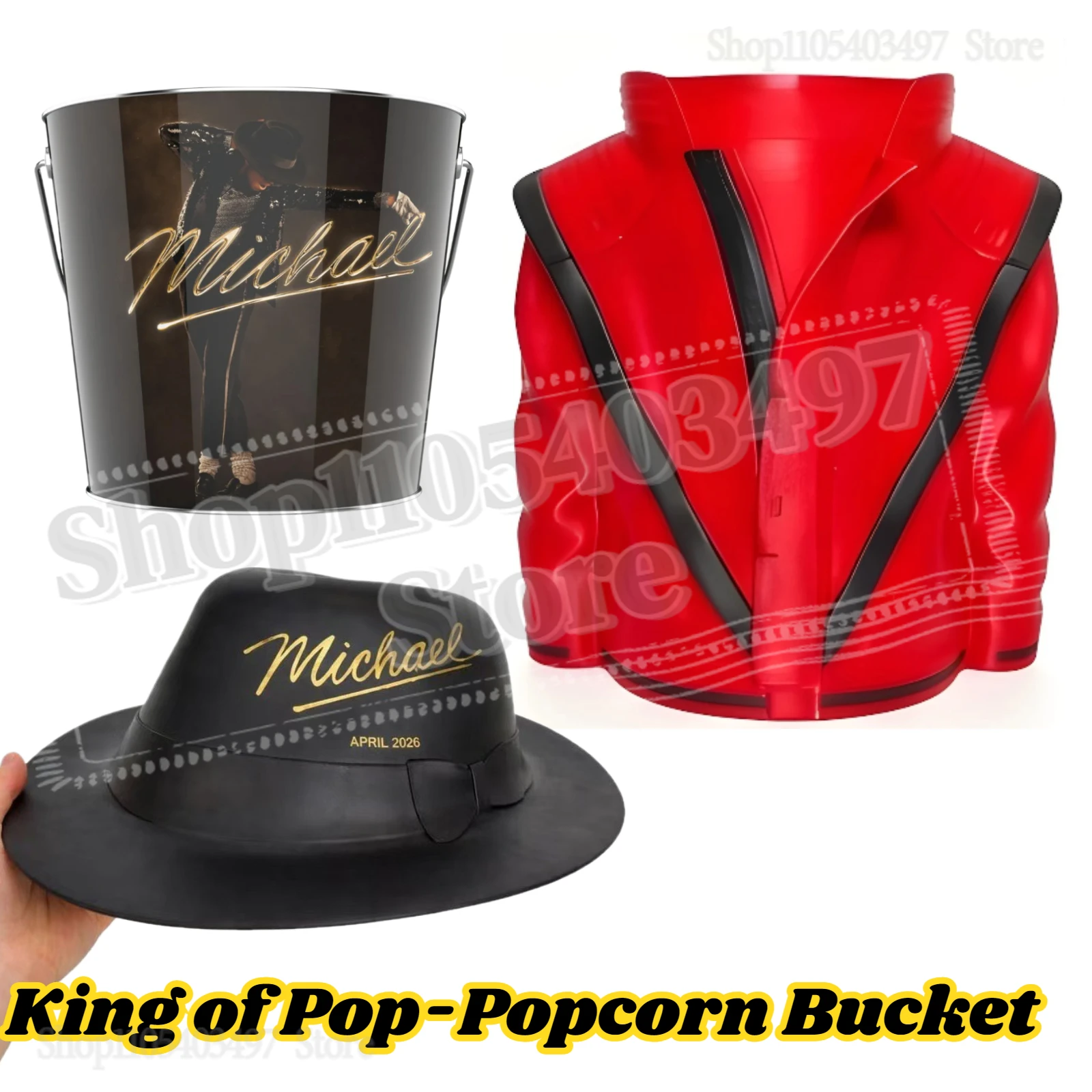 2026 Michael Jack son MJ King of Pop Iconic Red Jacket Popcorn Bucket Collectible Snack Bowl for Fans