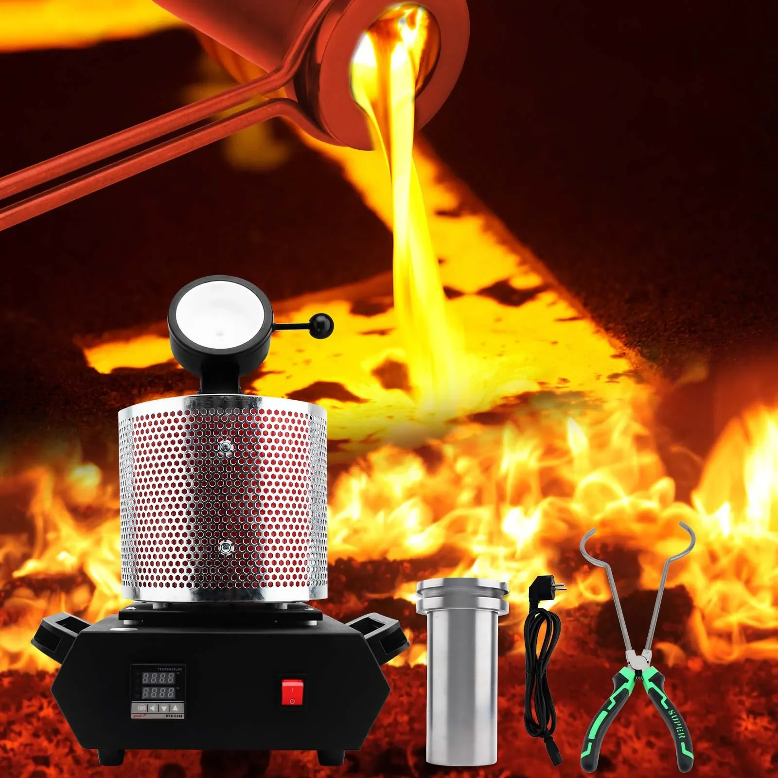 3KG Digital Heating Capacity Refining Precious Metal Silver 2100W Gold Melting Furnace Machine Jewelry Casting Tool