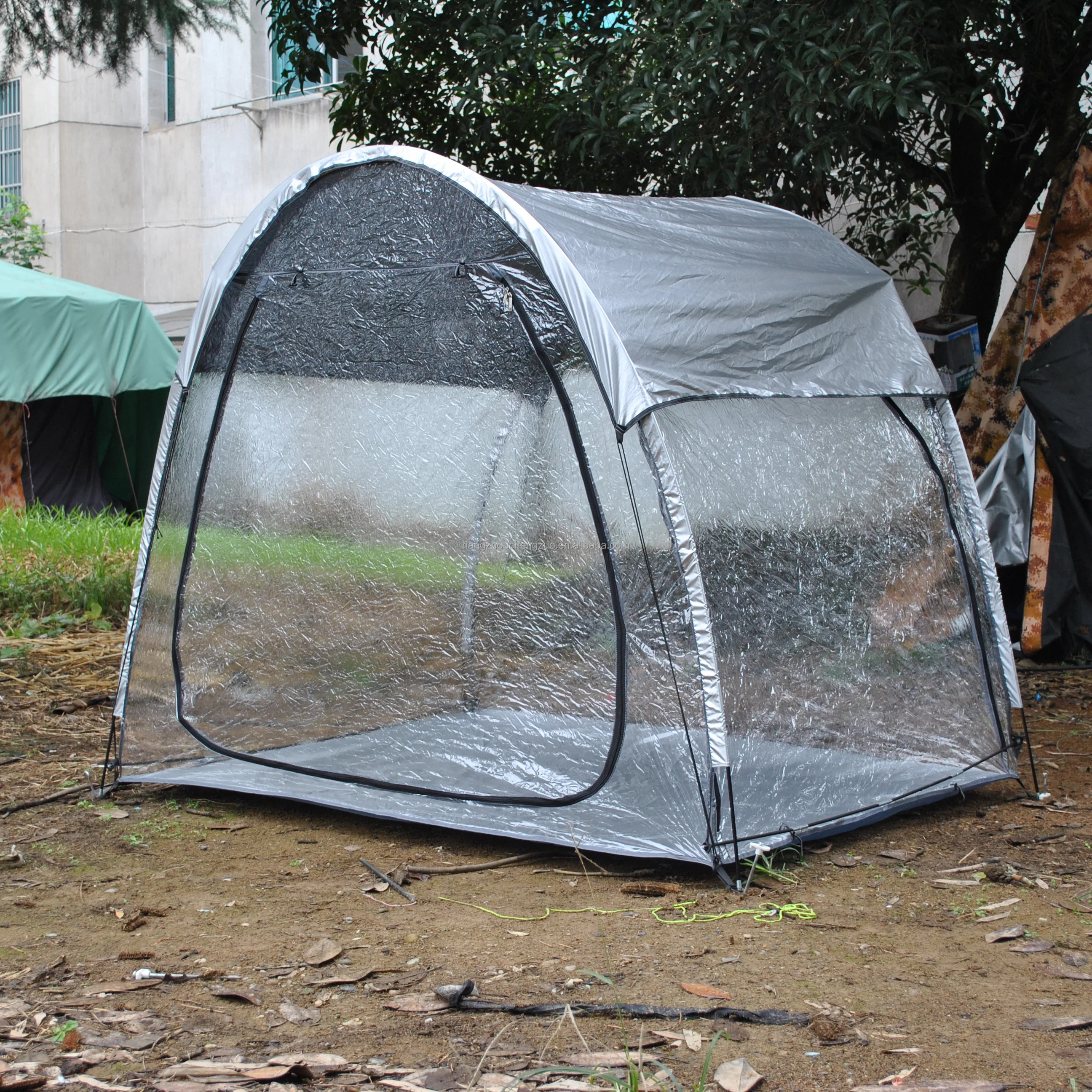 Double Layer Transparent Raincover Tent, Enlarged PVC Sunshine Leisure Tent for Plant Growing, Clear Flower House Shelter