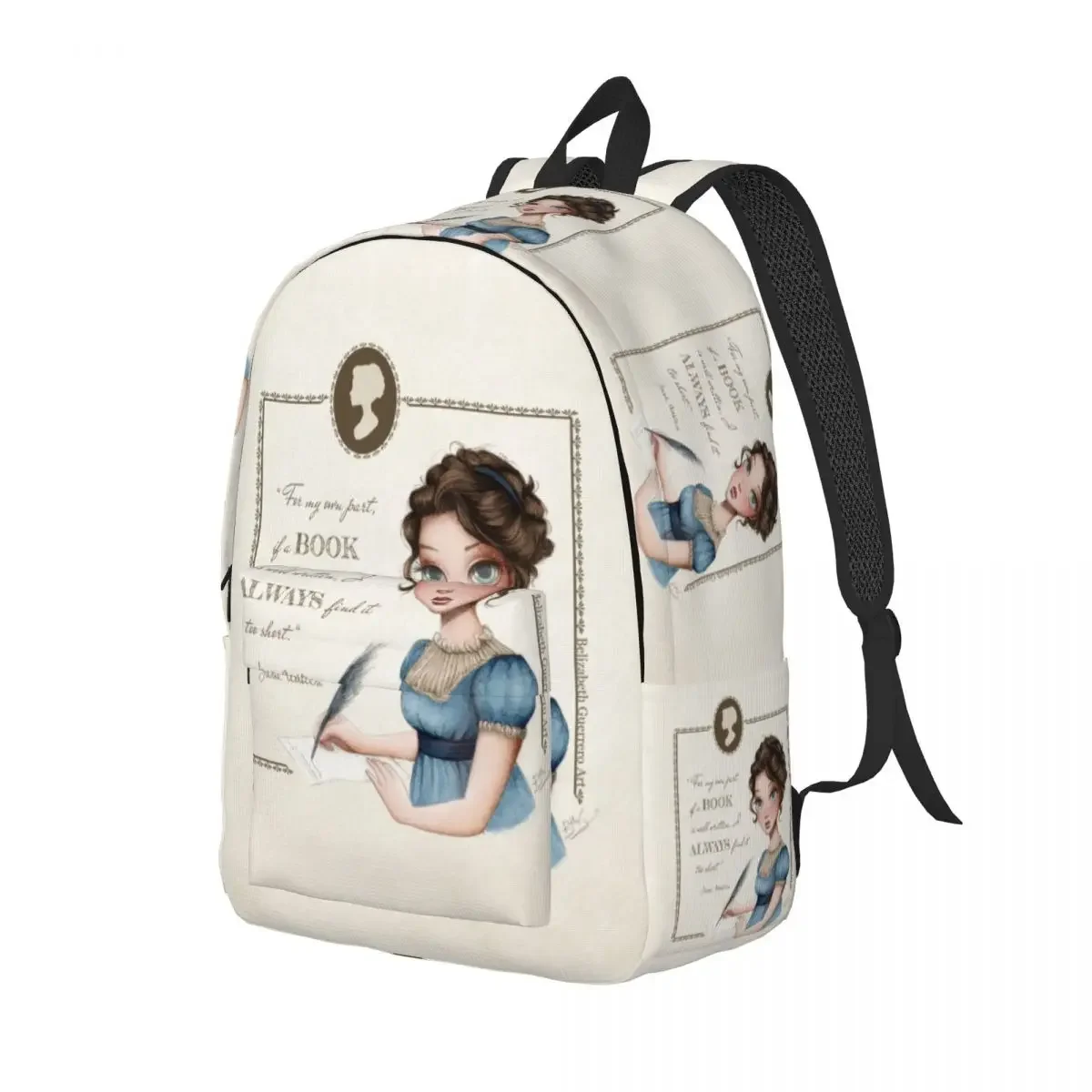 Jane Austen Portrait Travel Canvas Backpack Women Men School Computer Bookbag Writer Novel College Student Daypack Bags