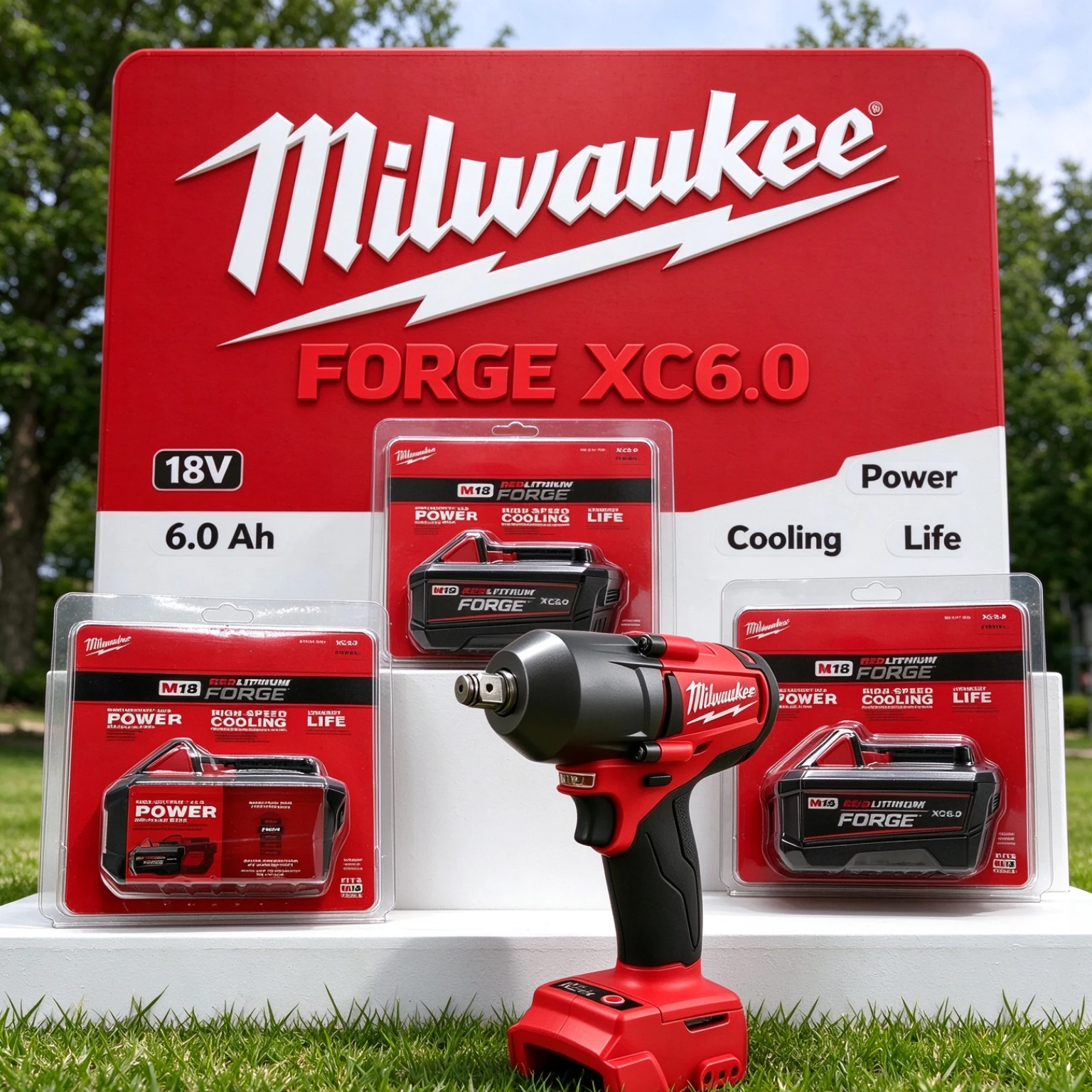 NEW Original Milwaukee M18 FORGE XC6.0Ah 18V RED LITHIUM Battery for Milwaukee M18 Impact Wrench Drillin，Built for High-Torque
