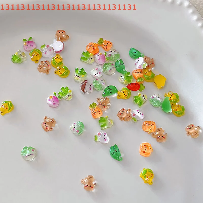 20 قطعة ديكور كرتوني صغير لطيف مسمار السحر الملفوف الذرة مسمار الفن اكسسوارات الجليد شفافة الخضار الراتنج مسمار الراين #6