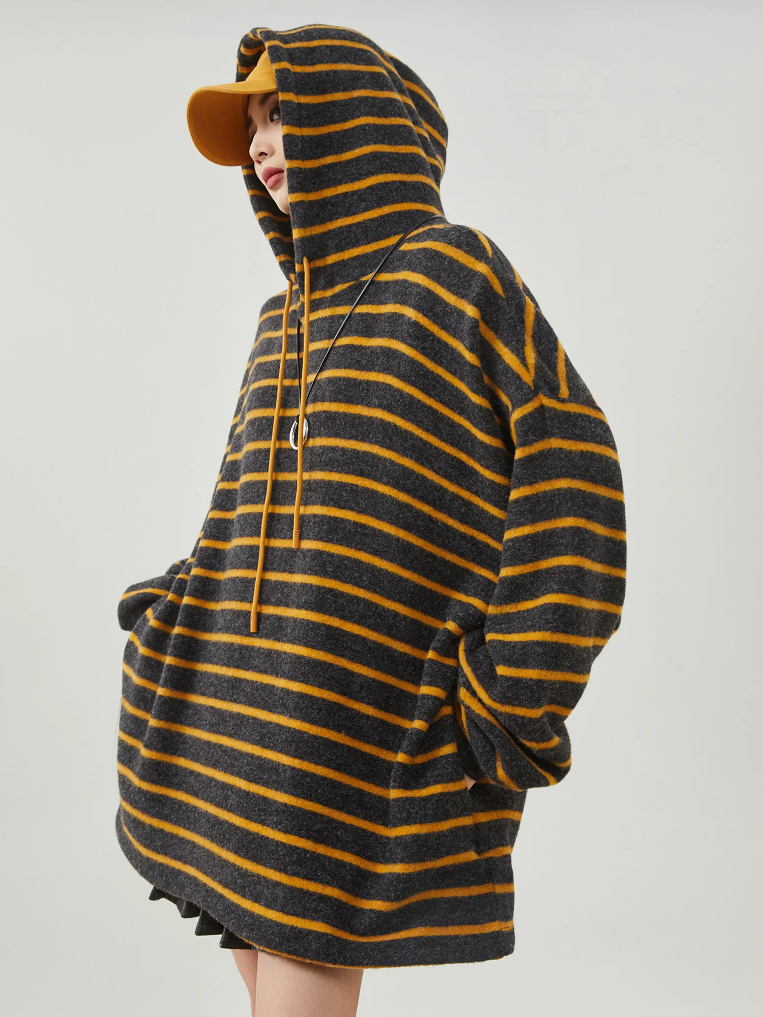 

Ретро-американская женская толстовка с цветными полосками, свободного кроя, средней длины, мягкая, с длинными рукавами